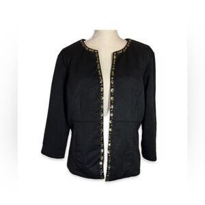 Ruby Rd. Embellished Black Women's Jacket Size XL Animal Print